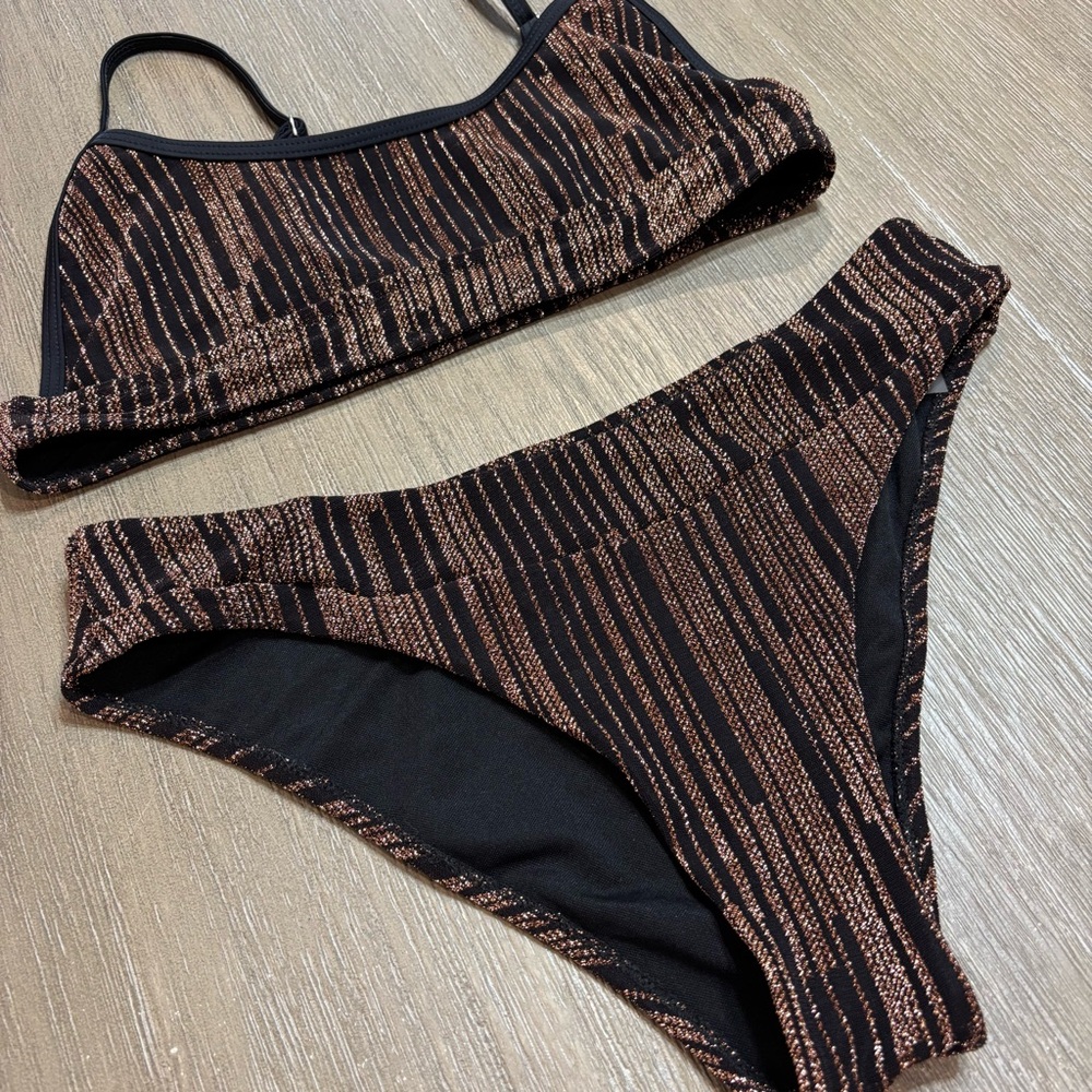 Black and Copper Striped Bikini - Picture 2 of 5